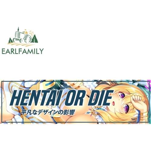 EARLFAMILY 13cm x 11cm for Hentai or Die Camper Truck Decal 3D Occlusion Scratch 3D Funny Car Stickers Waterproof Decoration