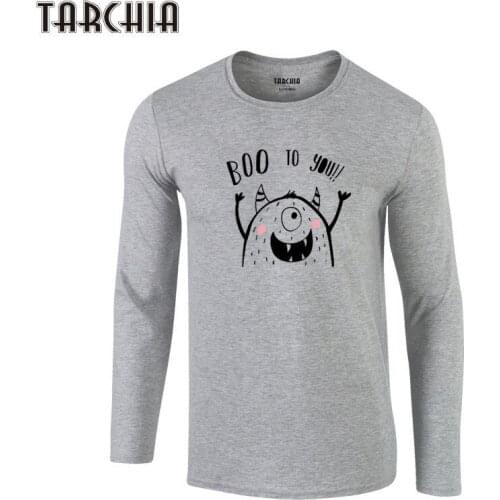 TARCHIA 2021 Long Sleeve Fun Autumn Print Shirts Homme Slim Fit Monster Brand Mens T-Shirts New Cotton Tops Men Fashion Tee