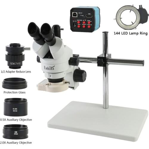 HDMI/USB Microscope Camera+simul-focal Trinocular Stereo Microscope 7~45X Continuous Zoom +LED Light +Large Universal Plate