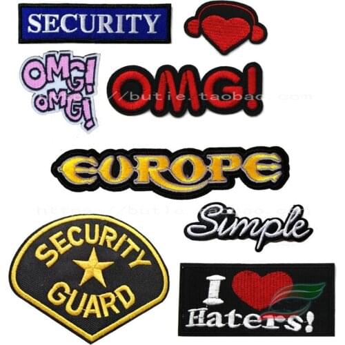 Adhesive embroidery cloth sticker heart-shaped headphones OMG band European badge epaulette armband