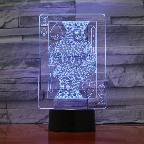 Creative 3D LED USB Lamp Magician Decoration TEXAS HOLD EM Dice Poker Spades Playing Card 7 Colors Changing RC Night Light 1093