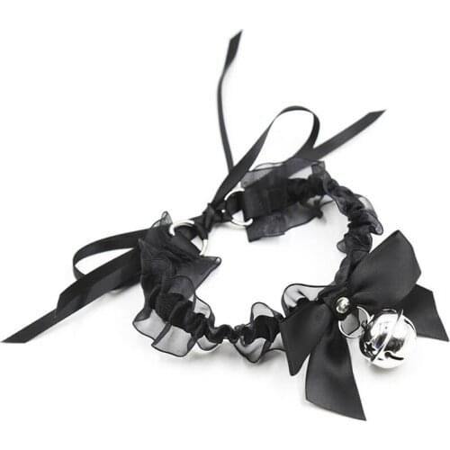 Lace Collar Black Adjustable Neck Bells With O-shape Slave Ring Choker Bondage Handcuffs Restraint Adult Game Sex Toys For Lover
