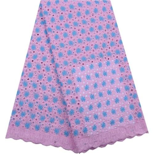 Top Sale African Swiss Voile Lace In Switzerland Holes Design Swiss 100% Cotton Laces With Stones Soft For Nigerian Dress F1751