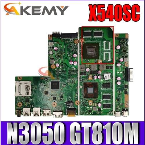 Akemy X540SC Laptop motherboard for ASUS VivoBook X540SCA X540S original mainboard 4GB-RAM N3050 CPU GT810M