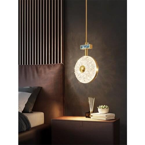 Copper water drop round pendant lights Modern bedroom dining room decor lighting single Nordic diamond shaped pendant lamps