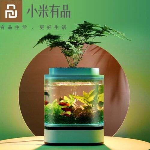Youpin Geometry Mini Lazy Fish Tank USB Charging Self-cleaning Aquarium With 7 Colors LED With Oxygen Pump Filter Home Aquarium