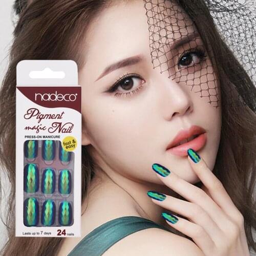 NADECO Fashion Lozenge Face Adhesive Tabs CHROME Holographic Luxury Press On Nails Tips