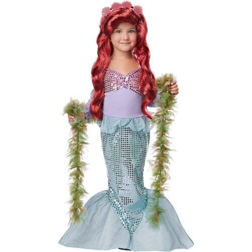 Little Mermaid Princess Dresses Cartoon Cosplay Halloween Polyester Costume Party