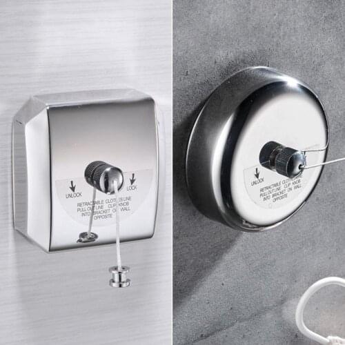 Wall-mounted Metal Clothesline Household No Drilling Retractable Drying Rope