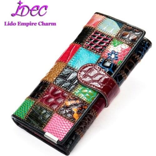 New Women Fashion Womens Purse Color Stitching Zipper Leather Wallet Customization