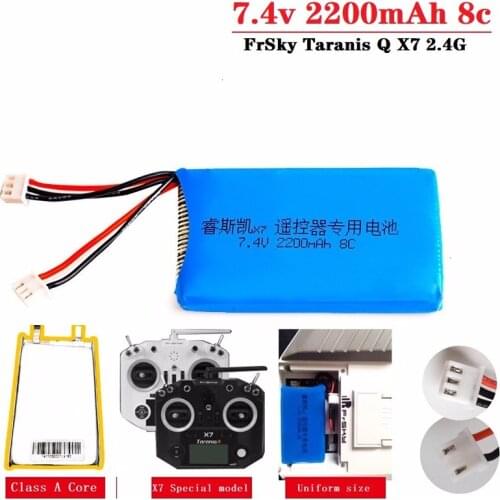 Original Lipo Battery for FrSky Taranis Q X7 Dx6e Dx6 Transmitter Spektrum DX8 Rc Spare Part 7.4V 2200mAh Rechargeable Battery