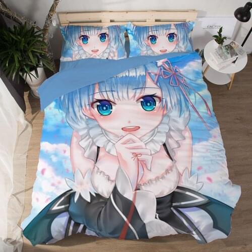 Rem Ram 3D Cartoon Anime Print Bedding Set Duvet Covers Pillowcases NEW Comforter Bedding Sets Bedclothes Bed Linen 01