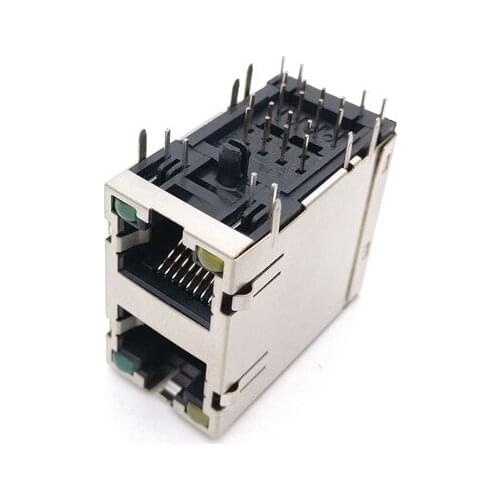 20pcs RJ45 Socket With Double Lights Network Socket 90 Degrees Double 59-2x1 / With Shielded Lights