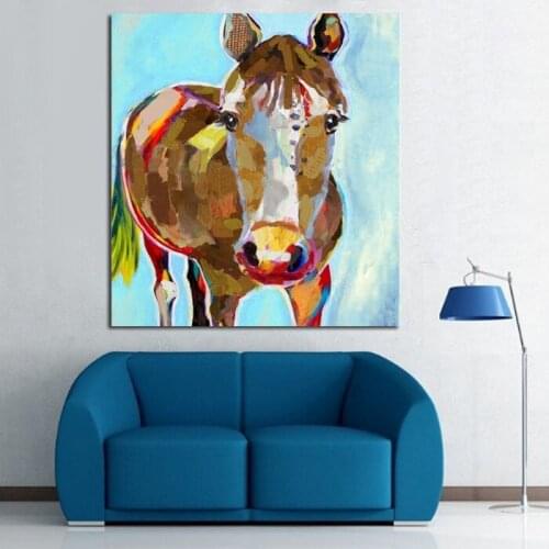 Hand Painted Modern Abstract Art Decorative Horse Picture Oil Painting On Canvas Animal Wall Art For Living Room