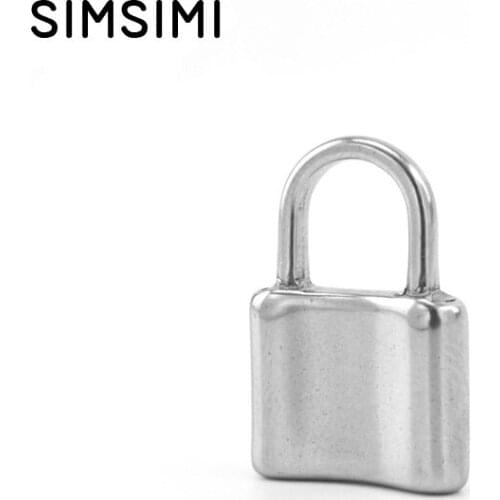 Simsimi padlock little small charms DIY parts tags make jewelry making stainless steel pendant wholesale 50pcs