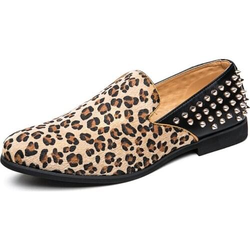 Fashion Men Casual Loafers Casual Shoes Gold Leopard Driving Shoes Men Breathable Leisure Leather Designer Shoes Large Size 48