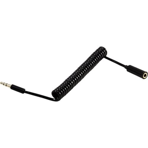 3.5mm Jack Male To Female Spring Aux Extension Cord Spiral Stereo Audio Cable