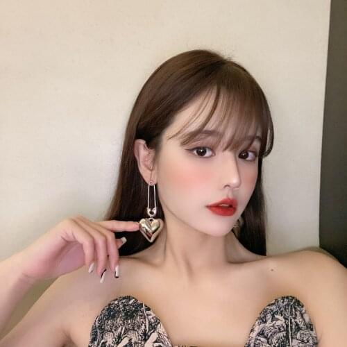 Vintage 3D Metal Heart Drop Earrings for Women Punk Jewelry Hiphop Pin Earring Bridal Pendant Fashion Bijoux 2021