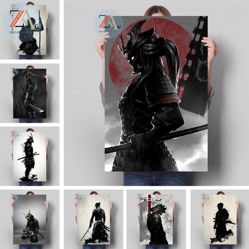 Japanese Armor Samurai Splash Ink Oil Painting Character Poster Canvas Print For Art Wall Decoration And Modern Home Decor
