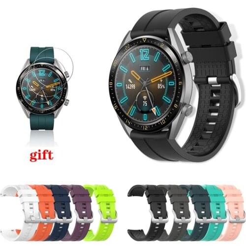 Huawei watch gt strap for samsung galaxy watch 46mm gear S3 Frontier band 22mm silicone smartwatch bracelet + watch film