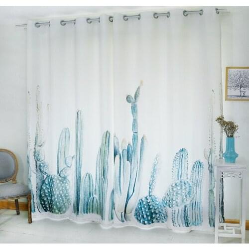 Blackout Flower Curtain Tropical Cacti Green Plants Pattern Custom Thickened Curtains for Living Room Accept your size