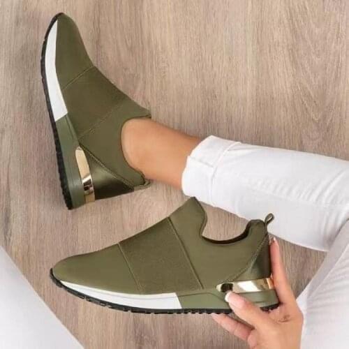 Sneakers Shoe for Women 2021 Summer Sneakers Breathable Slip On Sport Shoes Elastic Band Solid Color Ladies Vulcanized Shoes
