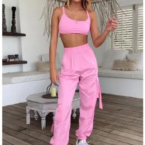 Women vest and pants set 2020 new 2 piece outfits for women summer two pieces sets 2XL