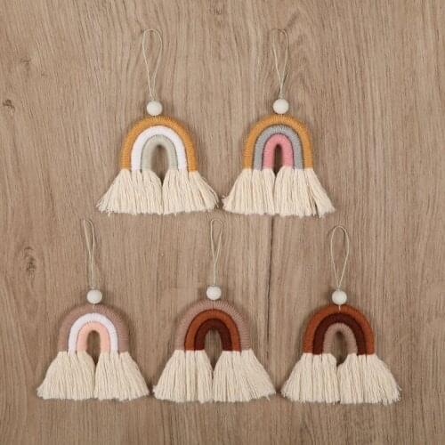 1PC Handmade Rainbow Phone Strap Cotton Pendant Mobile Phone Straps Lanyard Key Ring Mobile Phone Accessories