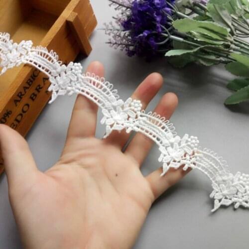 1 Yards Soluble White Polyester Flower Embroidered Lace Trim Ribbon Fabric Sewing Supplies Craft Decor, DIY Handmade Materials