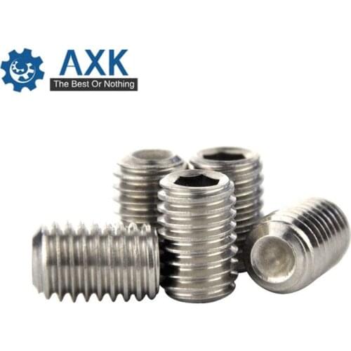 200Pcs M5 M6 DIN916 GB80 Set Screw 304 Stainless Steel Inner Hex Hexagon Socket Concave Point End Grub Screws