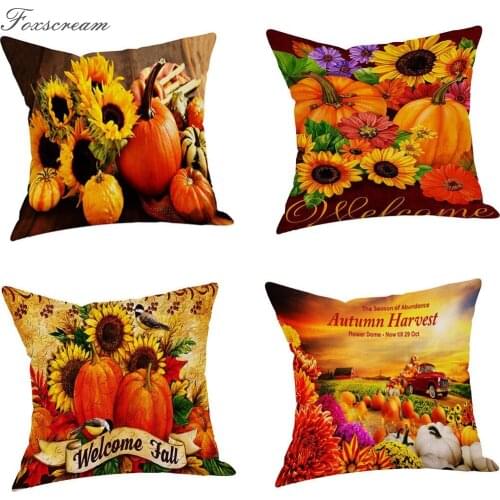 2019 Pillowcase Happy Fall Thanksgiving Day Soft Velvet Pillow Case Home 45*45cm Cushion Case