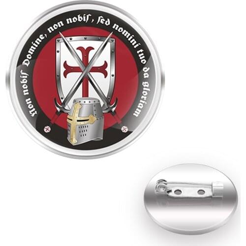 2021 New Knight Templar Cross Sword Brooches Decoration Collar Pin Glass Convex Dome Women Men Accessories Gift