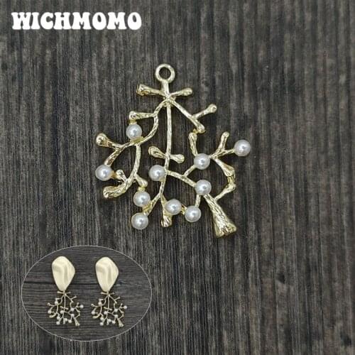 2020 New 3 Pieces High Quality Zinc Alloy Tree Inlay Acrylic Pearl Charms Pendants for DIY Earrings Necklace Jewelry Accessories