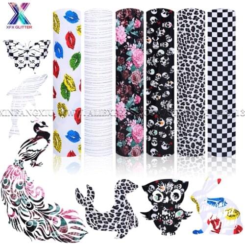 XFX HTV 30 Sheet 25x30.5cm Flower Pattern Heat Transfer Vinyl Bundle T-shirt Iron on HTV Stickers Cricut Vinyl Wrap Vinyl Roll