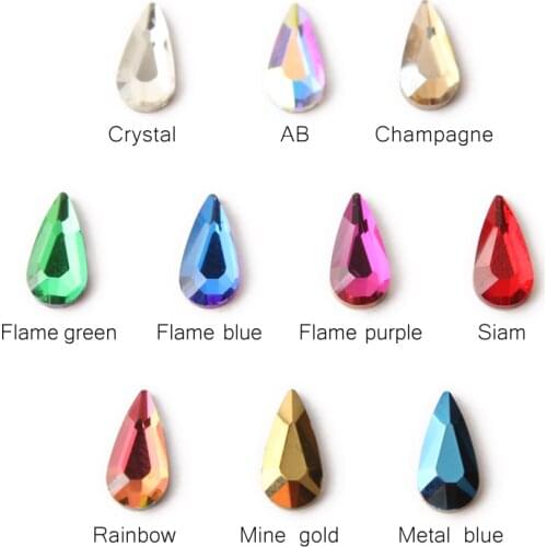 3D Nail Art Rhinestones 30/100pcs 10 Color Gems Flatback Stones For Nail art DIY Decorations Manicure Diamond Water Drop Shape