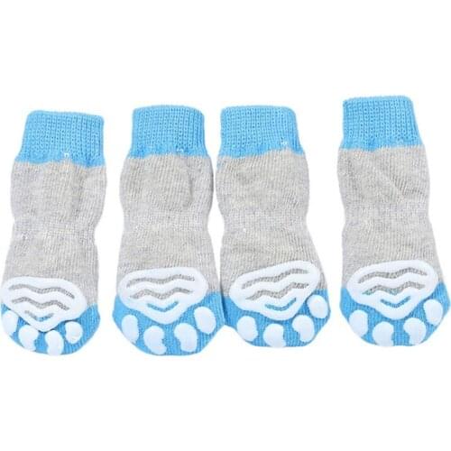 4Pcs/set Fashion Pet Cotton Socks Cats And Dogs Indoor Car Scratch-proof Cotton Socks Anti Slip Skid Bottom Socks Pets Socks