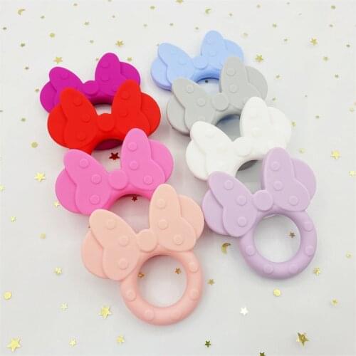 5/10PCS Cartoon Silicone Mouse Head Shape Food Grade Teether BPA Free Baby Teether Care Toy Necklace Beads