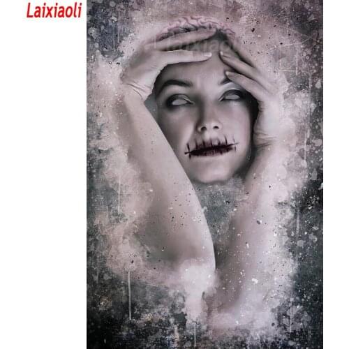 5d Diy Diamond Painting skull girl Cross Stitch full square round Diamond Embroidery lady home decor Diamond Mosaic abstract art