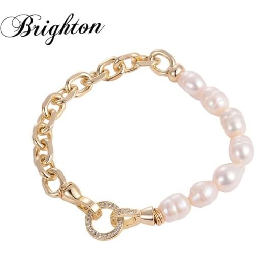 Brighton Punk Baroque Chunky Natural Pearls Bracelets For Female Charm Party Crystal Choker Unique Jewelry Hot Sale Fashion 2021