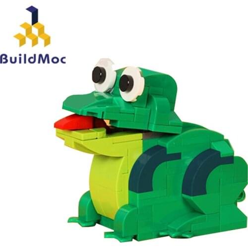 Buildmoc Creator Mechanical Frog Telescopic Tongue Action Animals Insect Killer Toad Building Blocks Idea Animal Education Toys