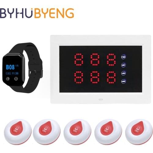BYHUBYENG Queue Wireless Calling System Emergency Call Button Waiter Pager Watch Watches Diving Restaurant Table Numbers