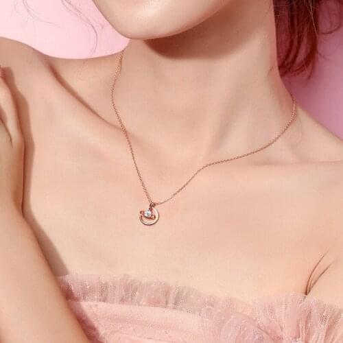Planet Moon Cubic Zirconia Clavicle Chain Rose Gold Color Necklace For Women Girls Fashion Luxury Long Jewelry SN2351