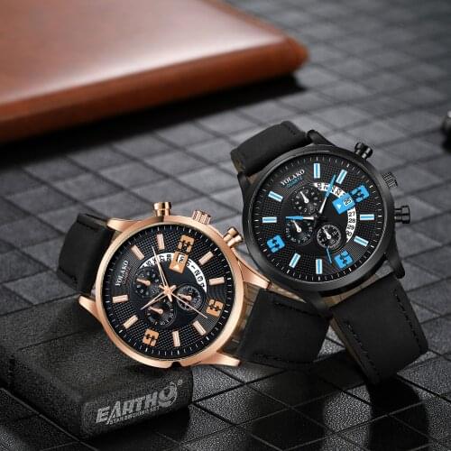 Fashion Trend Casual Men Quartz Wristwatch Stylish Design Dial Watches Clock Temperament Mens Leather Watches Relogio Masculino