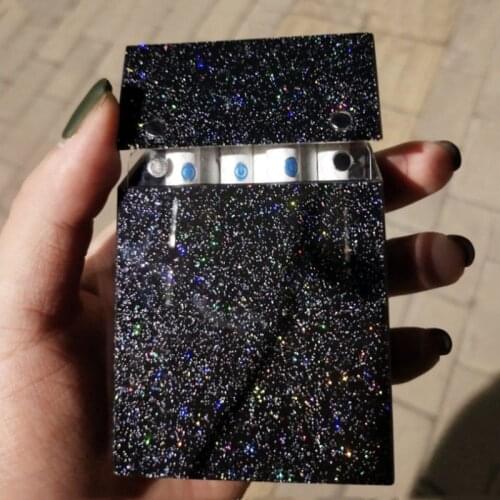 Bling Plastic Colorful Starry Cigarette Case Fashion Protective Case Lady Portable Magnet Automatic Holds 20 Cigarettes