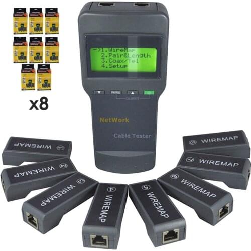 8 pieces x Digital Multifunction Network LAN Cable 5E 6E Coaxial Wire Length Tester +8 Remote Identifier lot of 8
