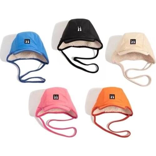 Kids Winter Warm Earflap Bomber Hat Trapper Cap 52cm Lamb Wool Lining Corduroy Wind Rope Waterproof Fabric 2-6 Years Boys Girls