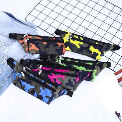 1pc New Camouflage Dark Grain Bum Bag Canvas Unisex Fanny Pack Waist Hip Belt Bag Purse Pouch Pocket Travel Running Sport Bum