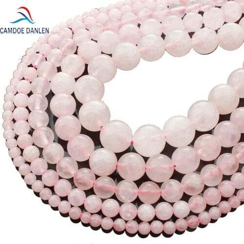 CAMDOE DANLEN Light Natural Stone Rose Pink Quartz Rock Crystal Beads 4/6/8/10/12/14mm Fit Diy Seed beads For Jewelry Making