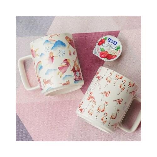 Ceramic Nordic Flamingo Mug Breakfast Milk Coffee Tea Mug Girl Pink Porcelain Household Office Cup Gift Drinkware
