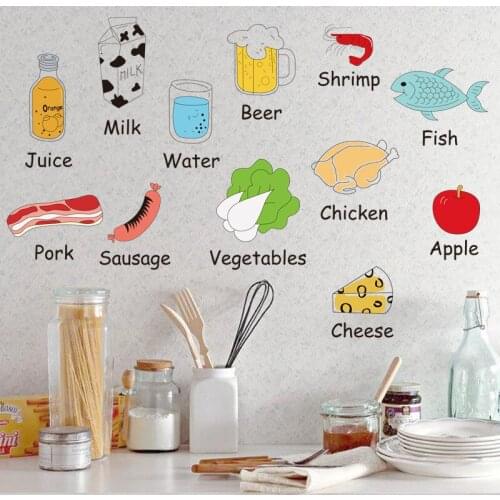 Creative Cartoon Tableware Wall Stickers For Living Room Bedroom Kitchen Decoration Wall Murals Environmental Stickers